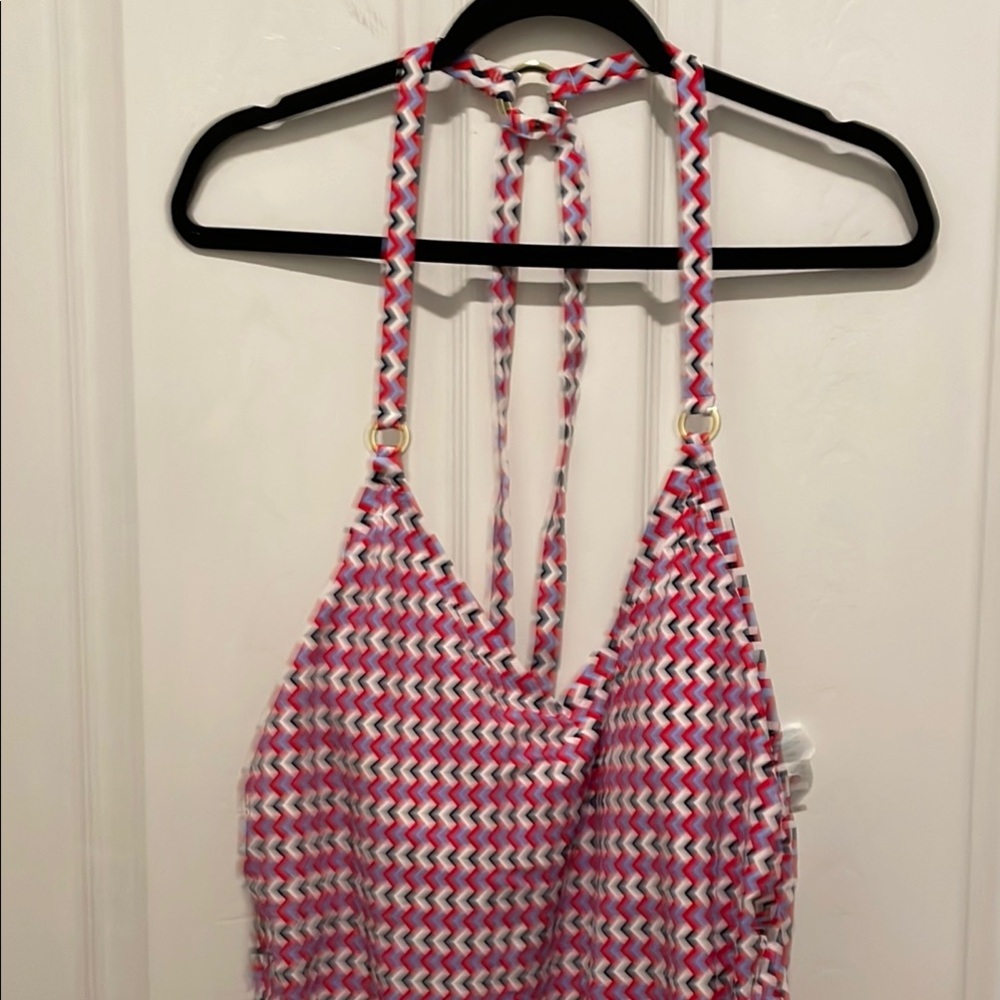 Kona Sol Red and White Zigzag Swimsuit - Picture 2 of 3